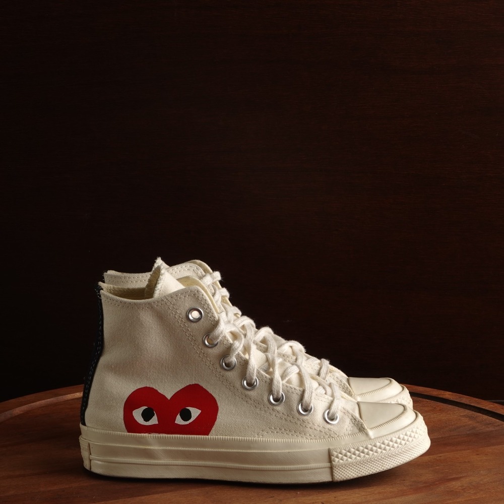 Converse x Comme des Garcons Sneakers Womens SZ 5 Ivory High Top Modern Shoes